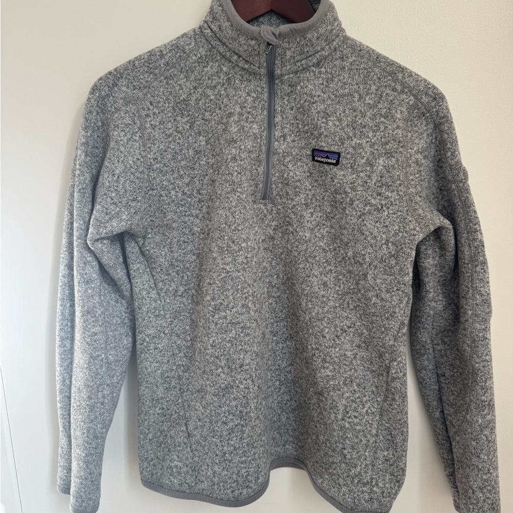 Patagonia Better Sweater 1/4 Zip Pullover Women’s M Heather Gray w Sleeve Pocket